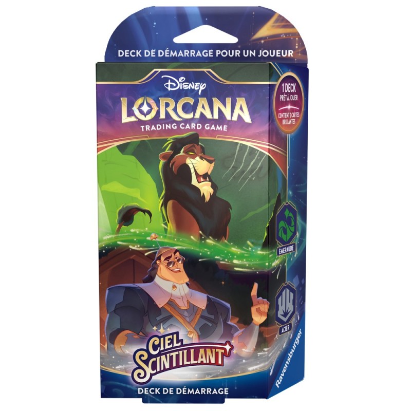 Disney Lorcana TCG - Ciel Scintillant - Starter Deck Emeraude et Acier- Scar et Kronk