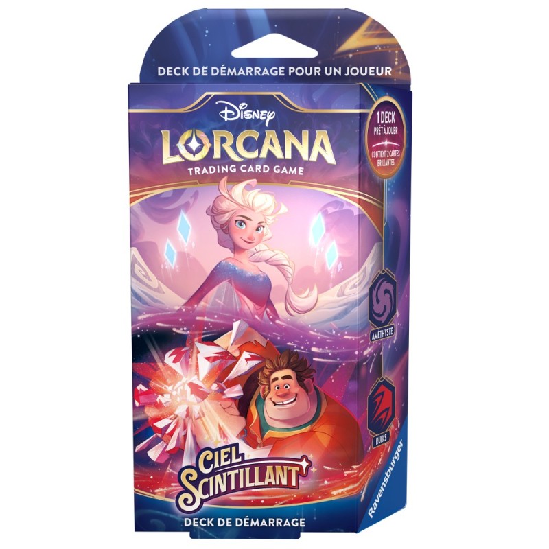 Disney Lorcana TCG - Ciel Scintillant - Starter Deck Améthyste et Rubis - Elsa et Ralph