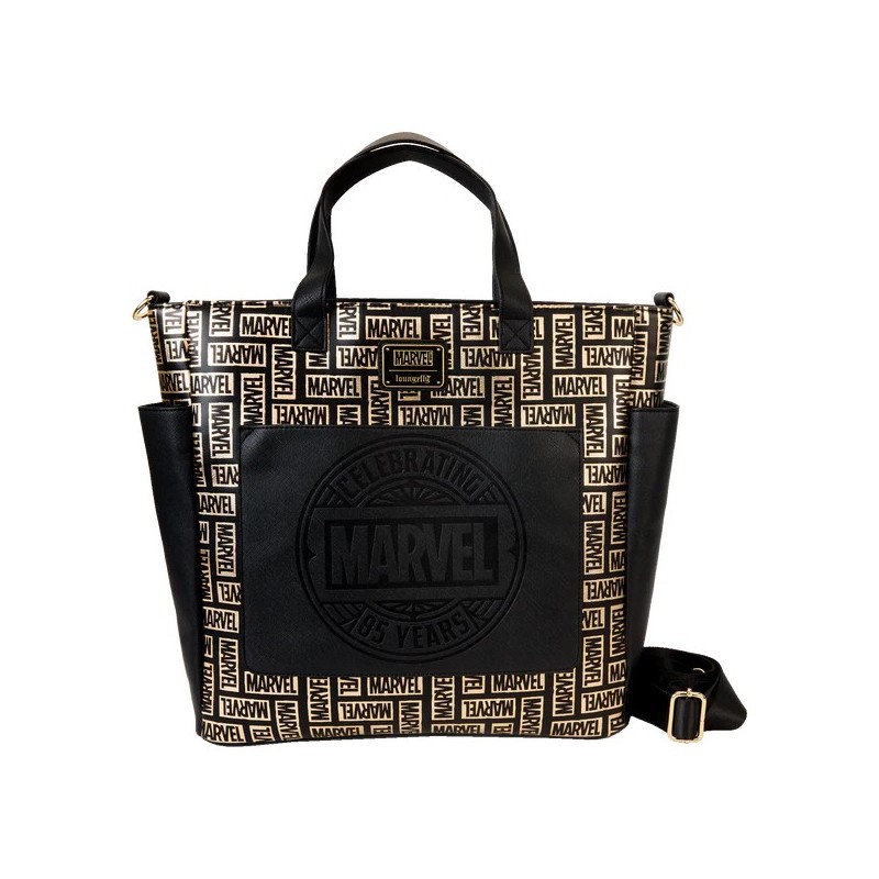 Loungefly Marvel Gold Logo Convertible Tote Bag